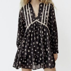 Zara limited edition bohemian floral cotton mini dress for summer